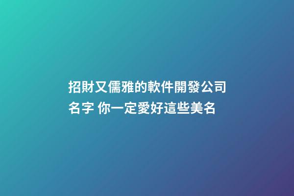 招財又儒雅的軟件開發公司名字 你一定愛好這些美名-第1張-公司起名-玄機派